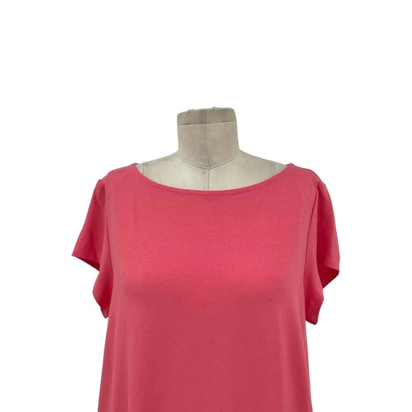 Eileen Fisher Pink Coral Short Sleeve Jersey Tunic Top‎ Size Large - Picture 2 of 8